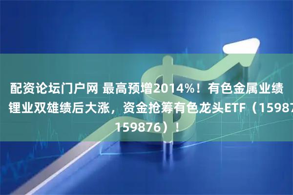 配资论坛门户网 最高预增2014%！有色金属业绩预喜，锂业双雄绩后大涨，资金抢筹有色龙头ETF（159876）！